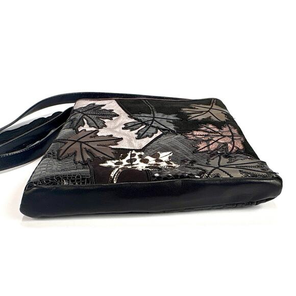 Sharif Accents Leather Suede Cross Bag Fall LeaveZip Boho Artsy Purse - Picture 4 of 13